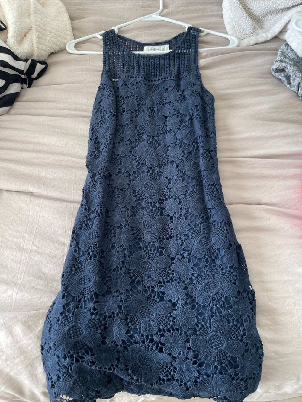 Abercrombie & Fitch Navy Crochet Lace Midi Dress